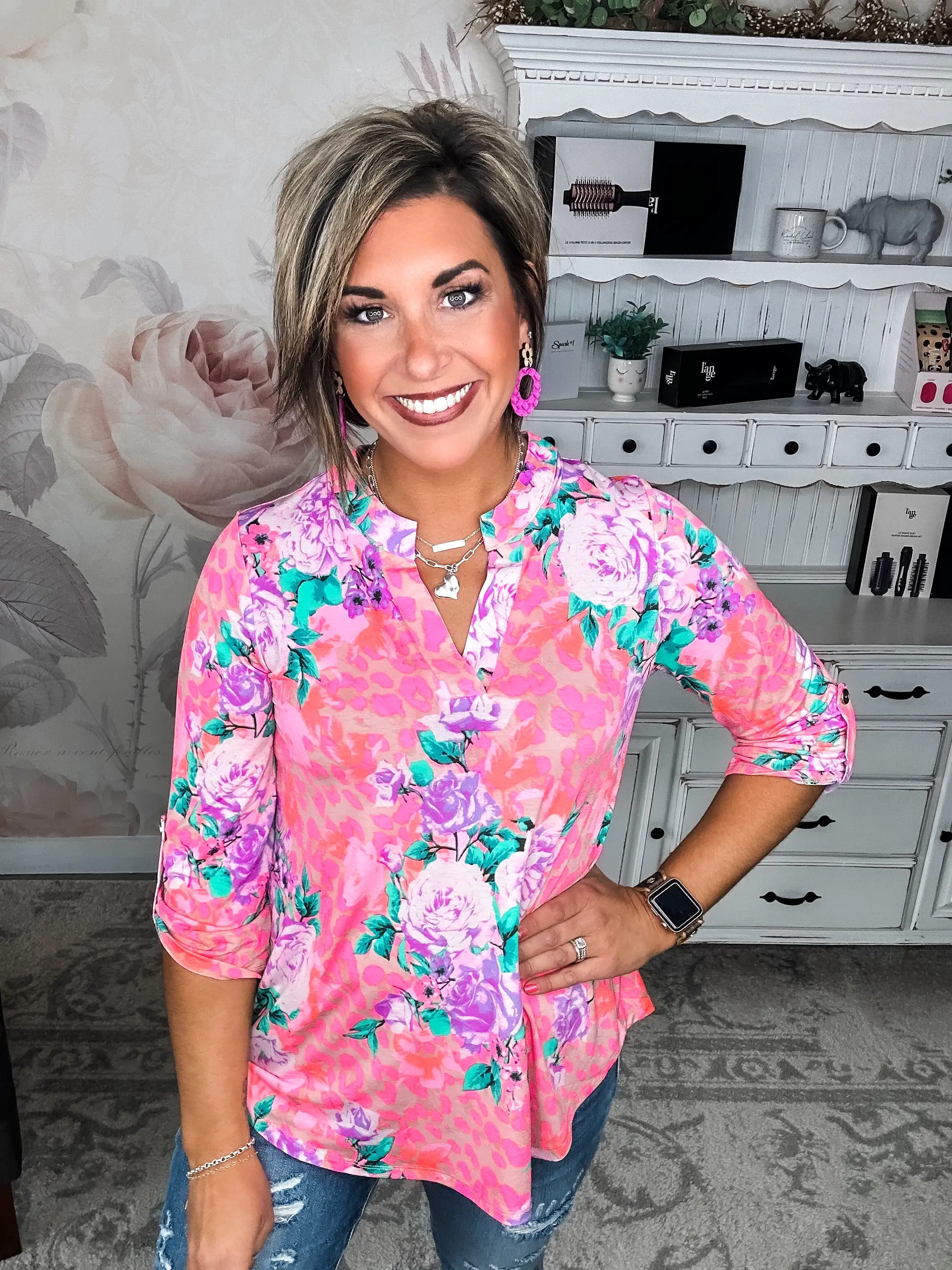 Figure It Out Top - Pink Multi