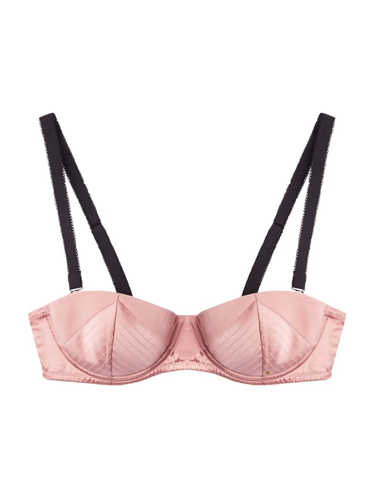 Fleur du Mal Satin Top Stitch Underwire Bra - Rose