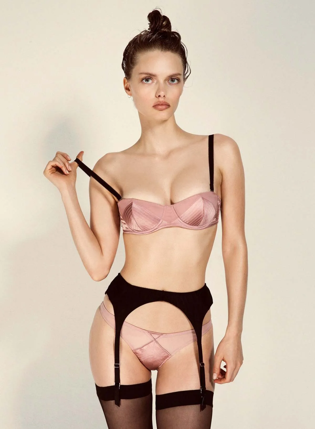 Fleur du Mal Satin Top Stitch Underwire Bra - Rose