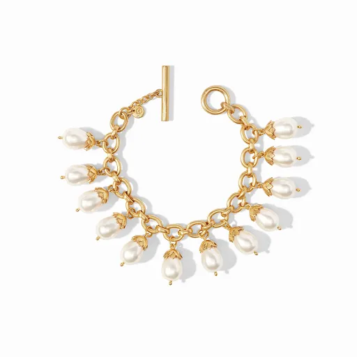 Flora Pearl Charm Gold Pearl Bracelet by Julie Vos