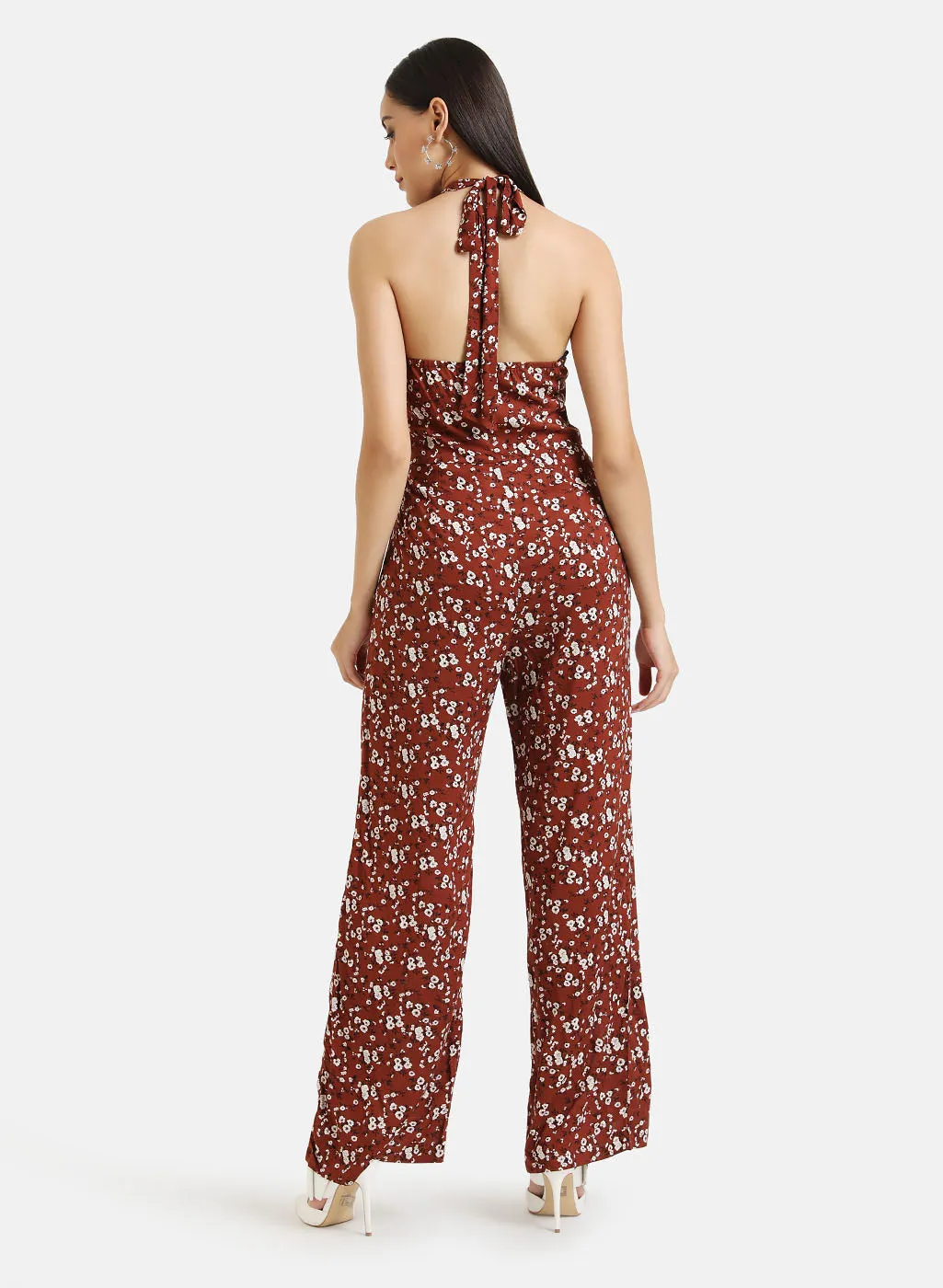 Floral Print Halter Neck Jumpsuit