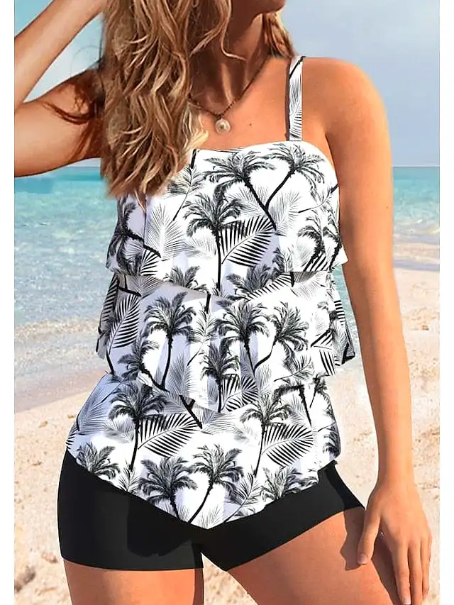 Floral Print Plus Size Tankini Swimsuit for Women