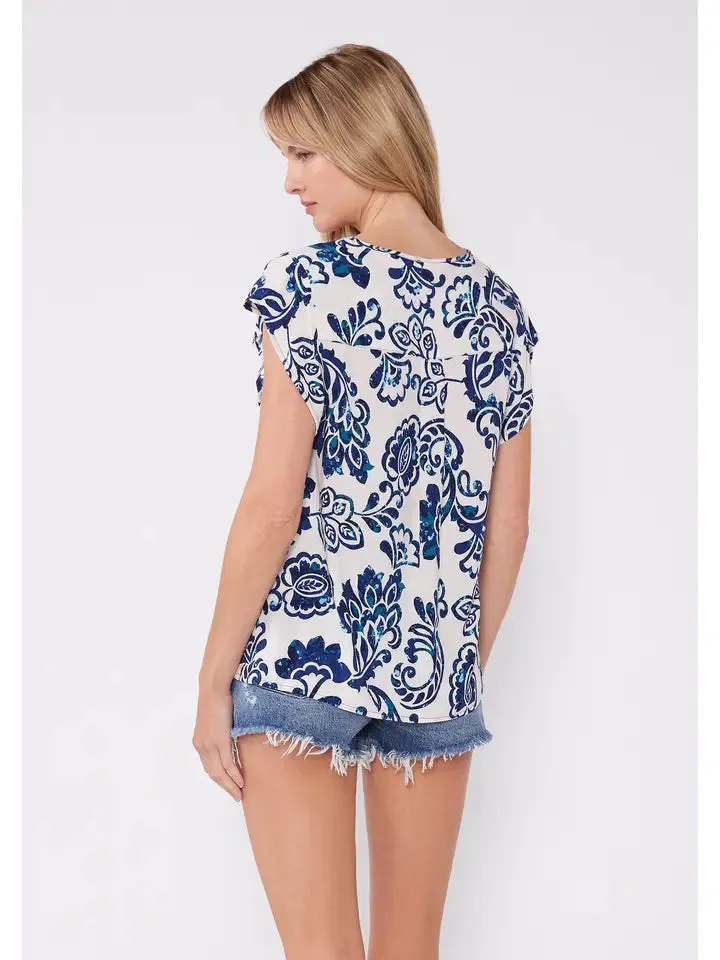 Floral Tile Print Top