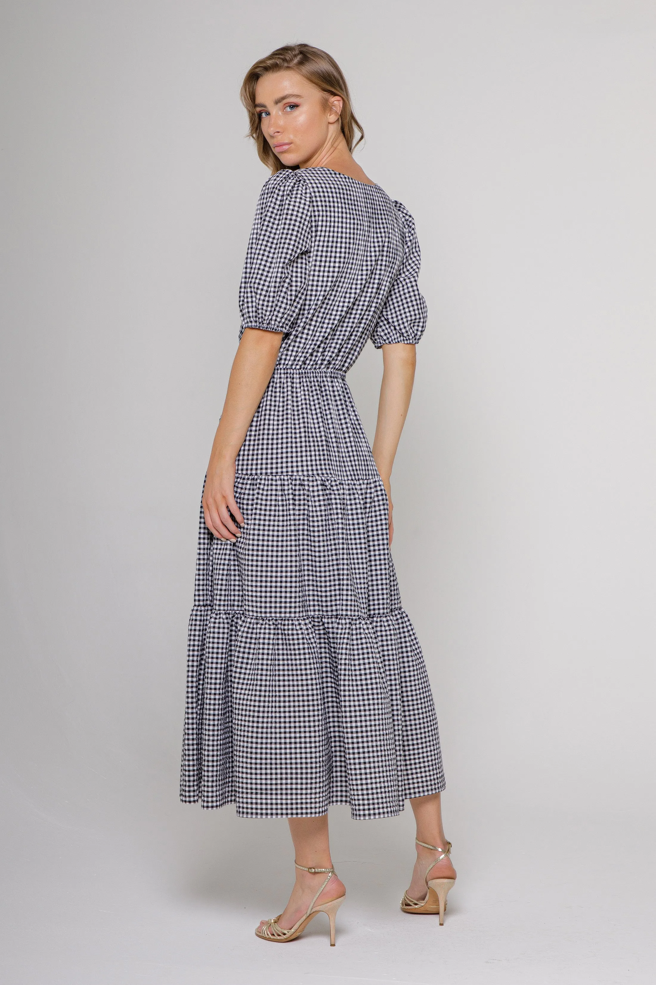 Gingham Tie Front Maxi Dress