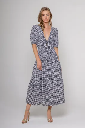 Gingham Tie Front Maxi Dress