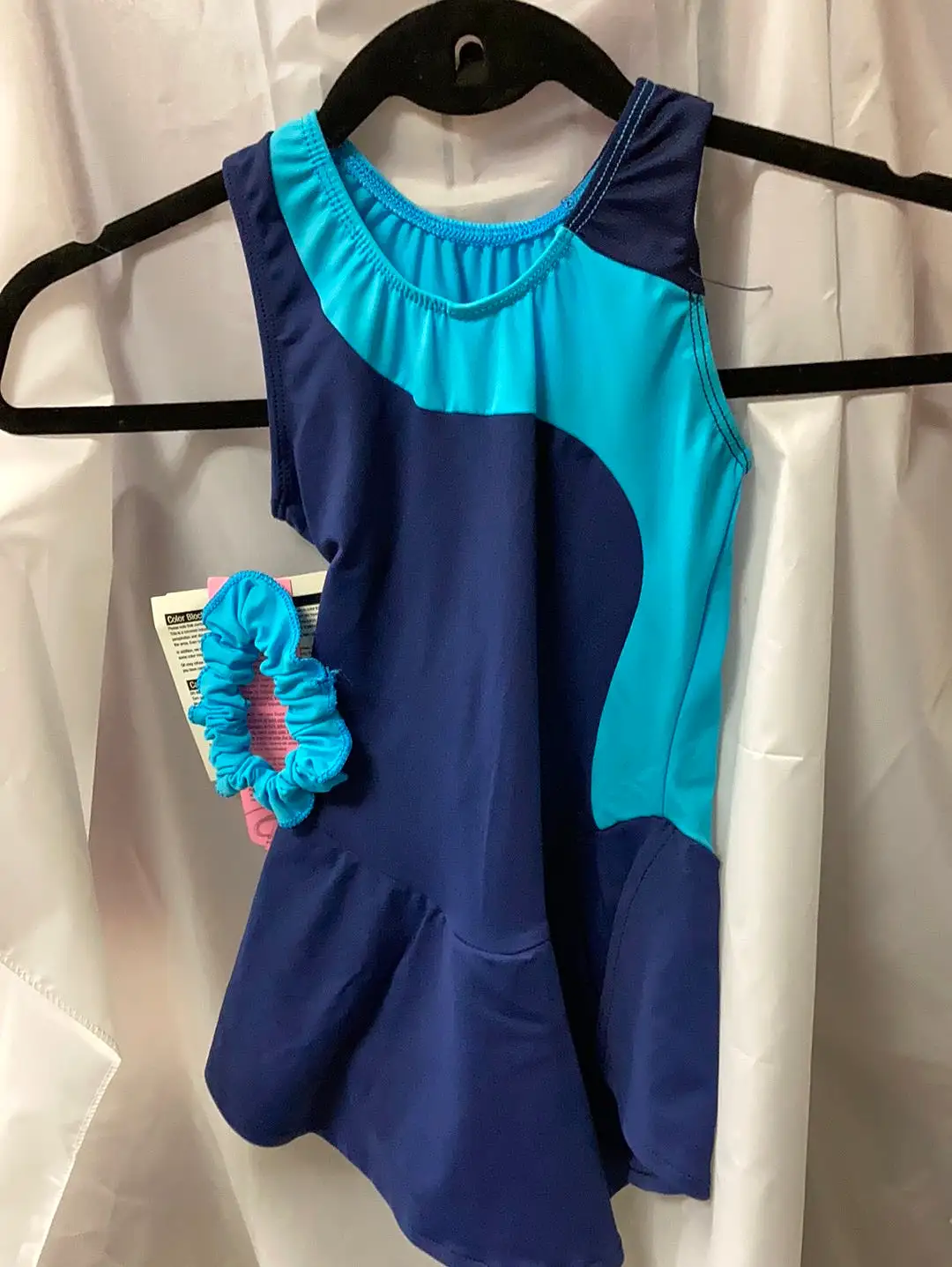 GK Blue & Teal Child Girls Medium Skating Dress SK1157