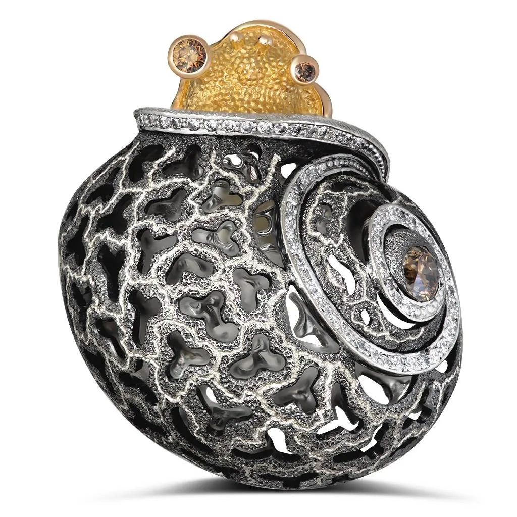 Gold Grand Codi The Snail Ring with Diamonds