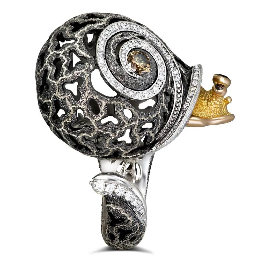 Gold Grand Codi The Snail Ring with Diamonds