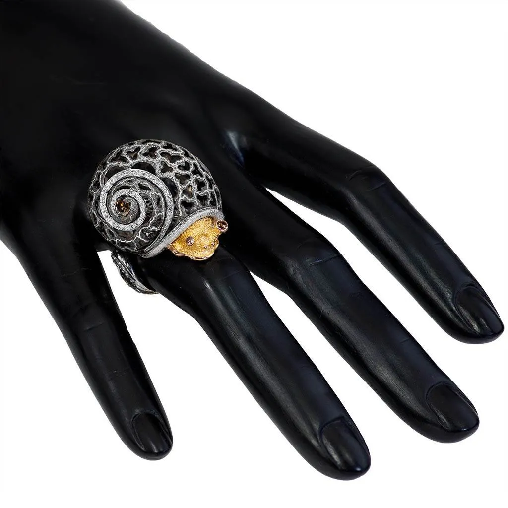 Gold Grand Codi The Snail Ring with Diamonds