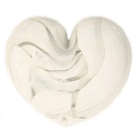 Heart in White Handblown Glass Paperweight