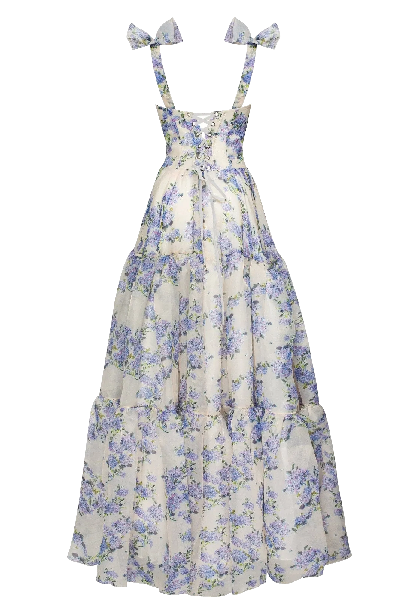 Hydrangea Tender floral maxi tie-strap dress