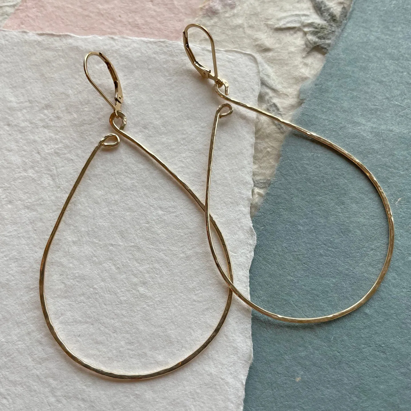 Inner Peace Hammered Hoop Earrings, Size LARGE Gold Filled