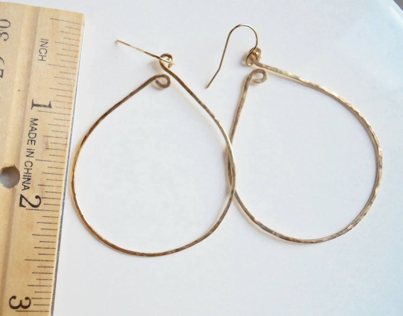 Inner Peace Hammered Hoop Earrings, Size LARGE Gold Filled