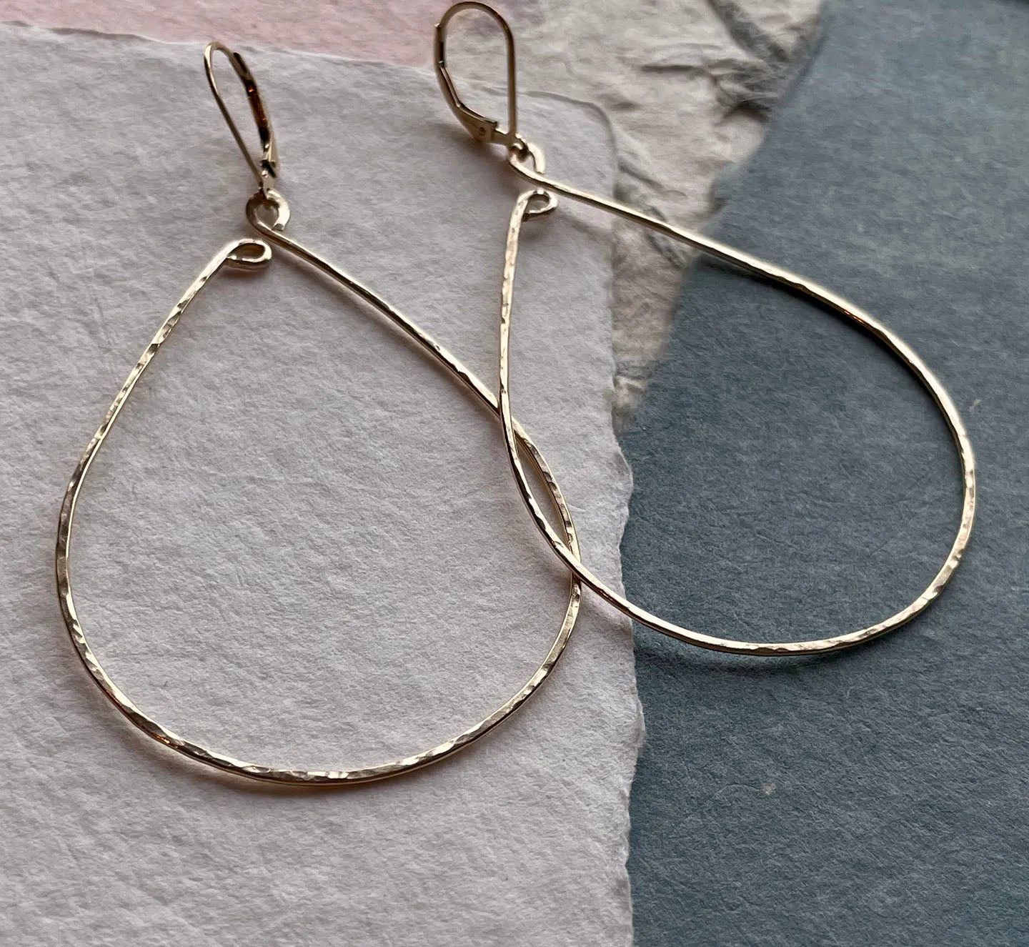 Inner Peace Hammered Hoop Earrings, Size LARGE Gold Filled