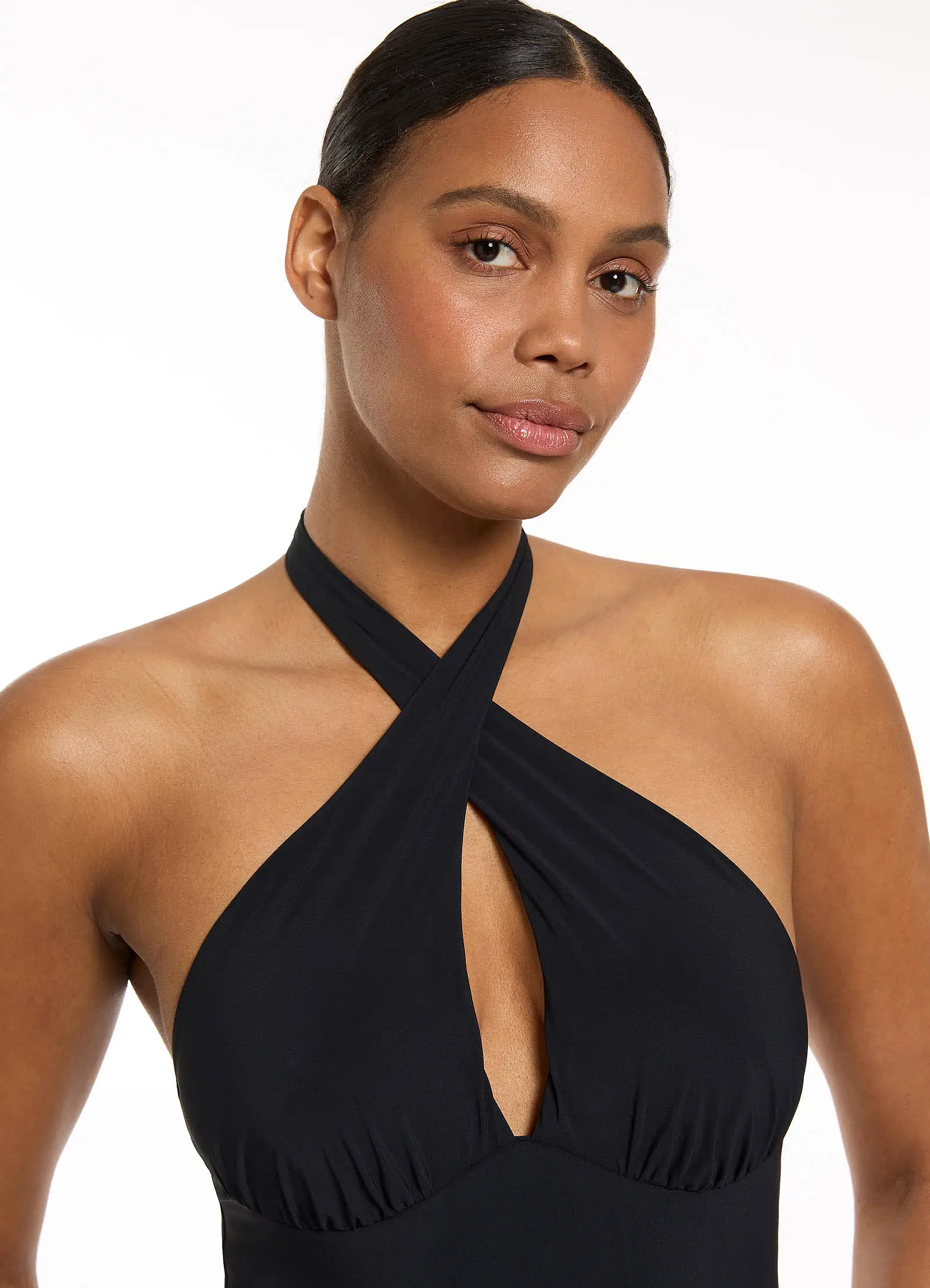 Jetset Cross Over Halter One Piece - Black