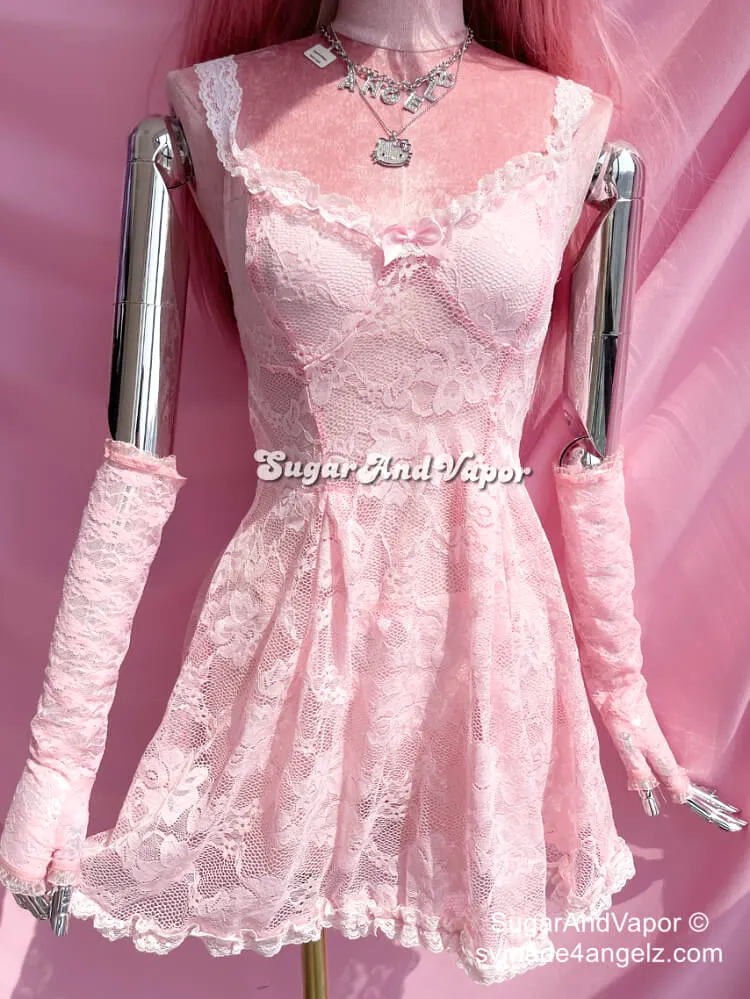 Jules Pink Lace See-through Dress