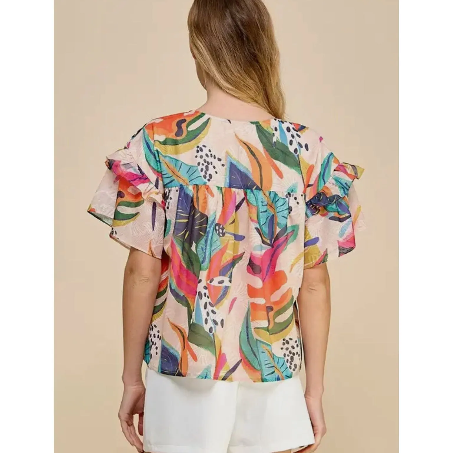 Karson Multicolor Abstract Floral Print TCEC Top-SALE