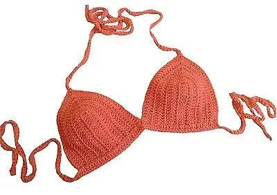 Knot in Love Coral Crush Crochet Bikini Bra Top