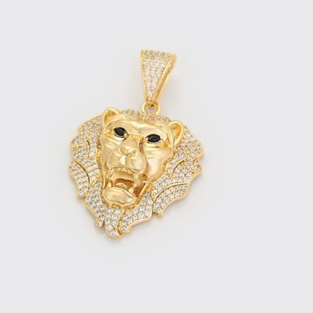 Lion Head Pendant Bling Out Necklace- Large Size