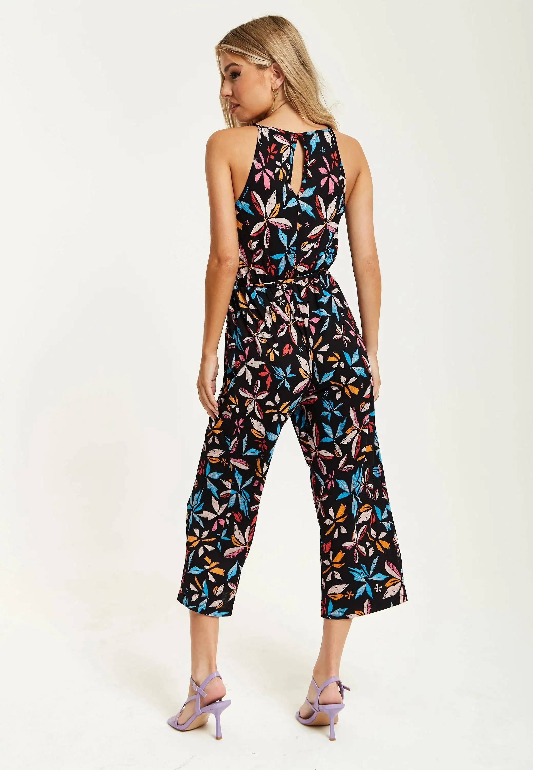 Liquorish Floral Print Jumpsuit With Straight Legs