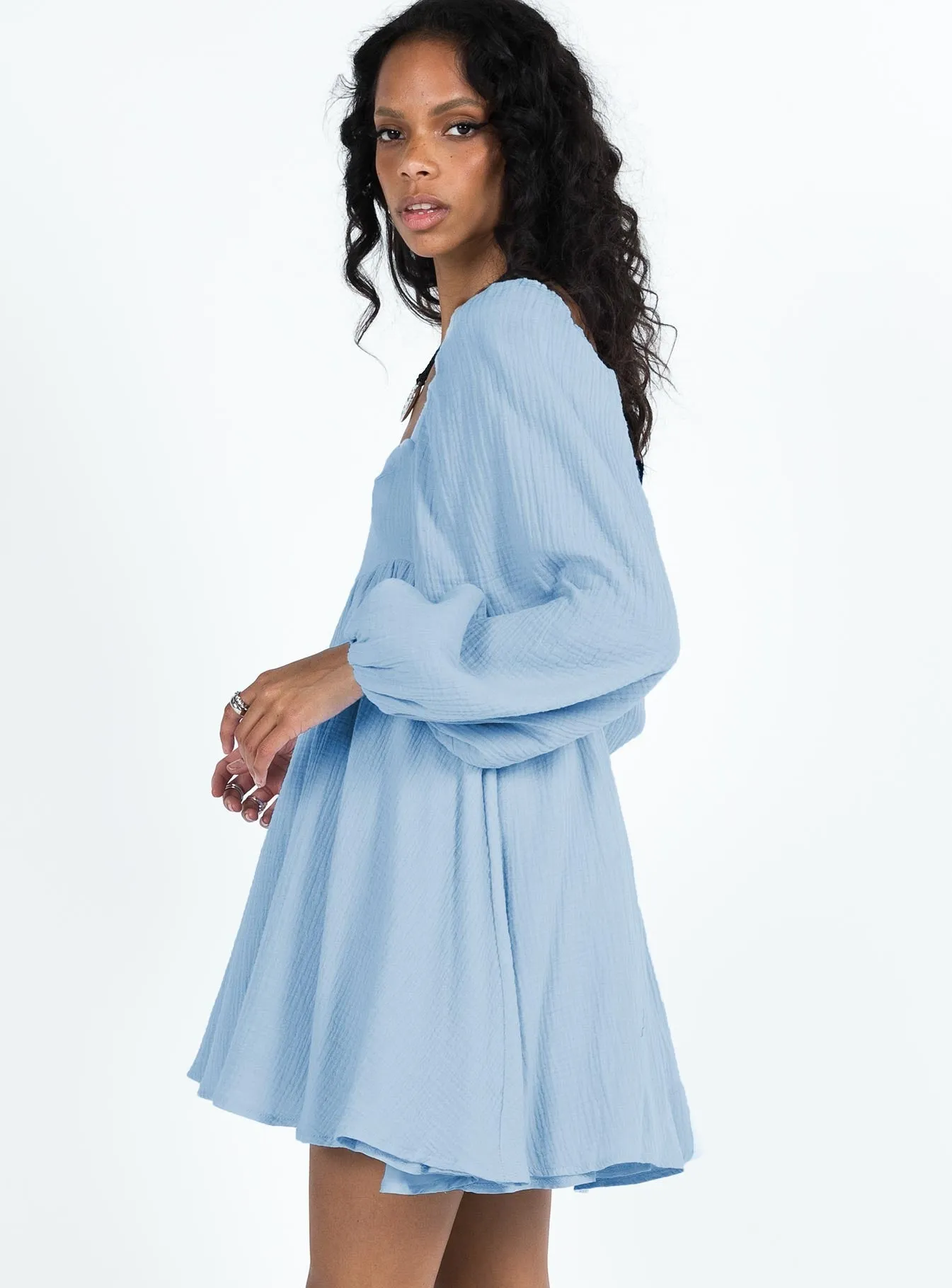 Lorna Long Sleeve Mini Dress Blue