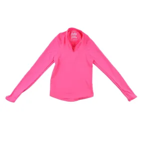 Mandarin Collar Long Sleeve Top- Pink