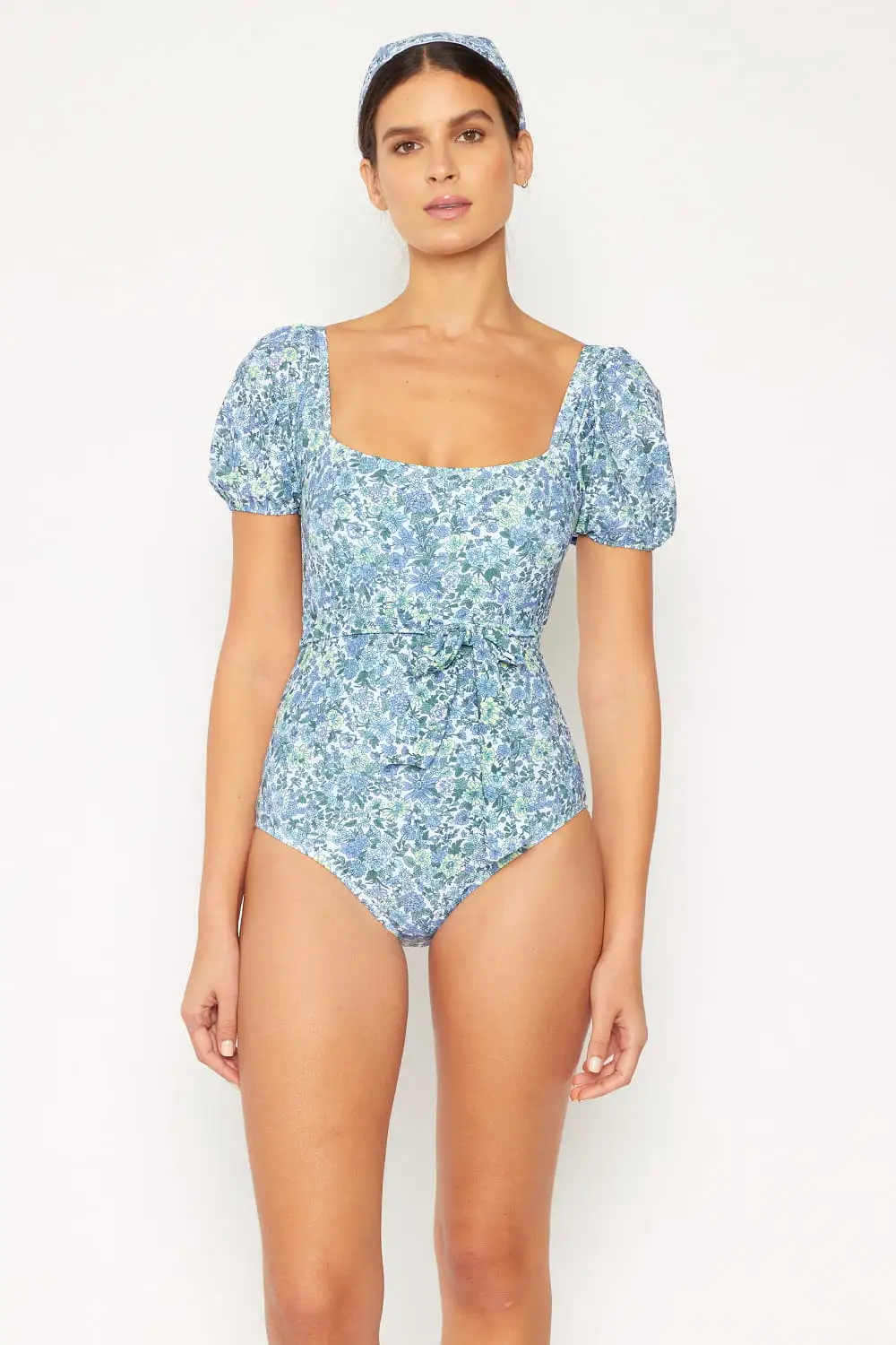 Marina West Swim Salty Air Puff Sleeve One-Piece in Blue