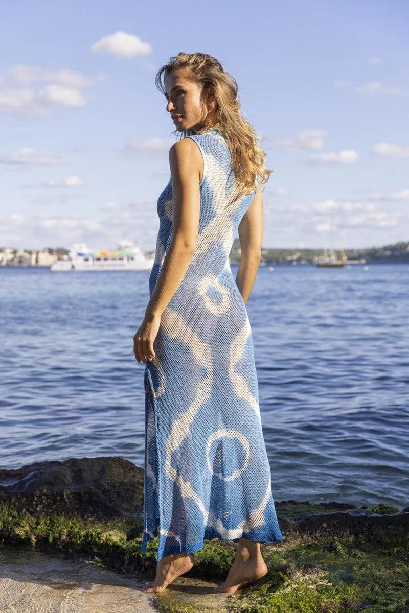 Maxi Crochet Dress Tyra Blue Tie Dye