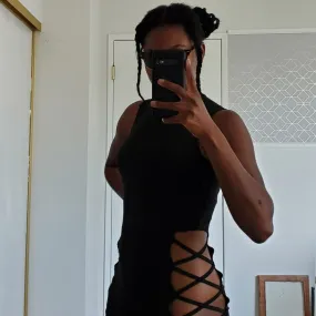 Mayaa - Black Sleeveless Open Slit Dress || Hot Girl Summer