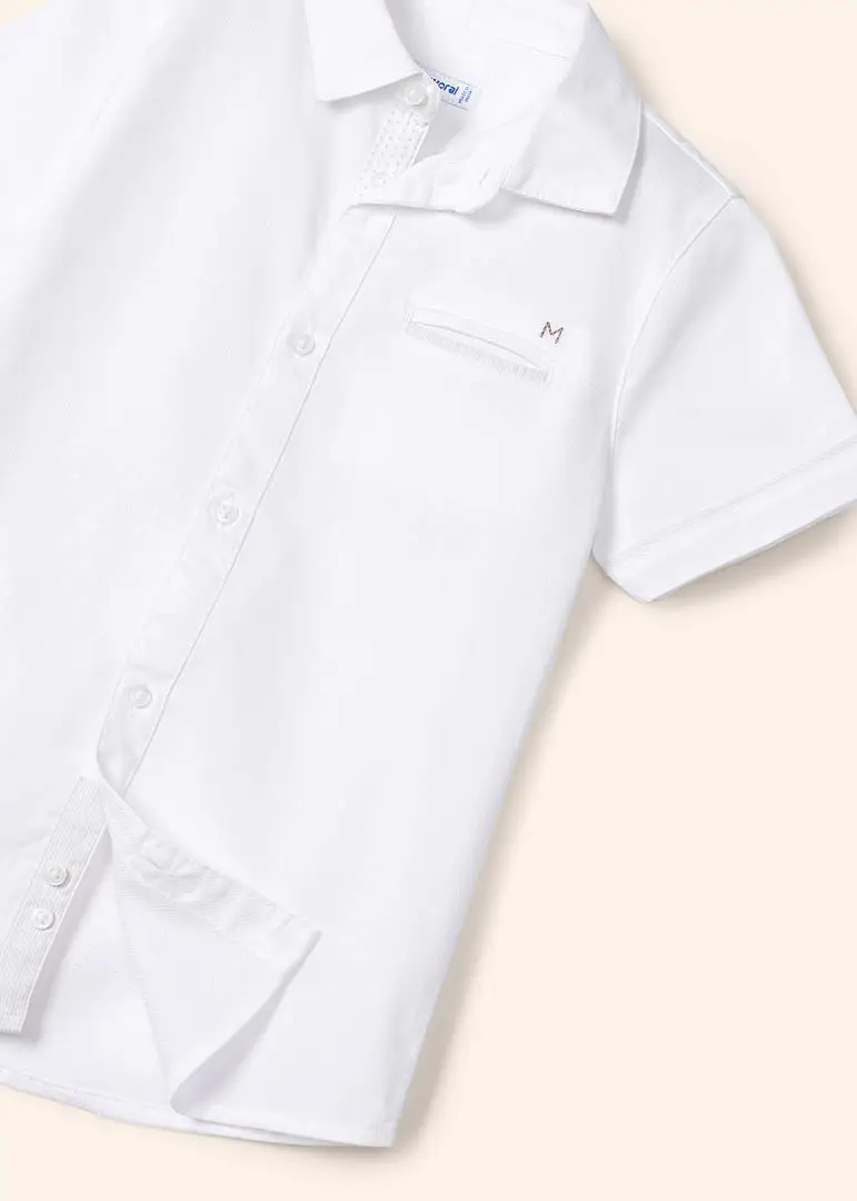 Mayoral Mini Short Sleeve Dress Shirt_ White 3159