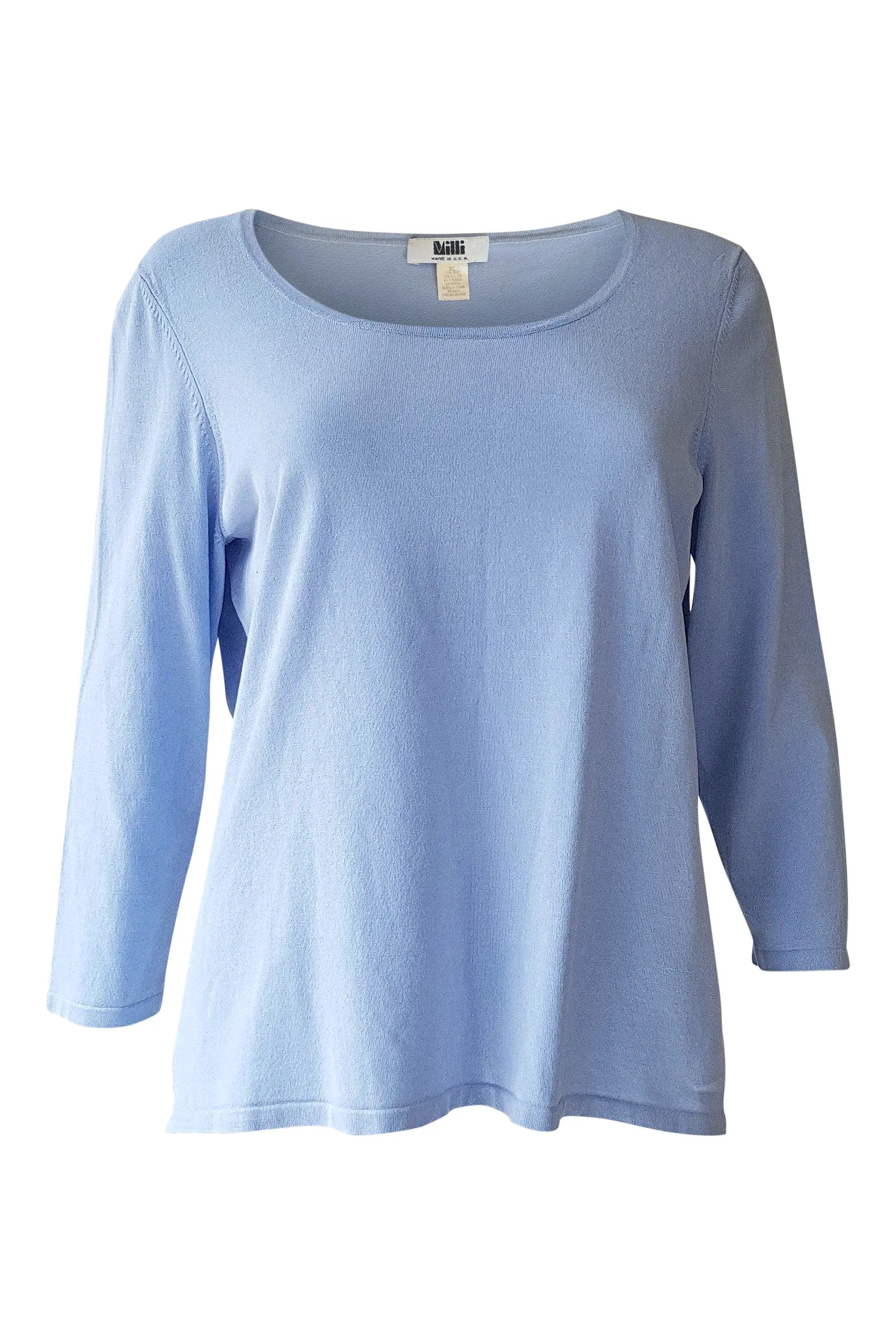 MILLI Silk Mix Lavender Blue 3/4 Sleeve T Shirt (XL)