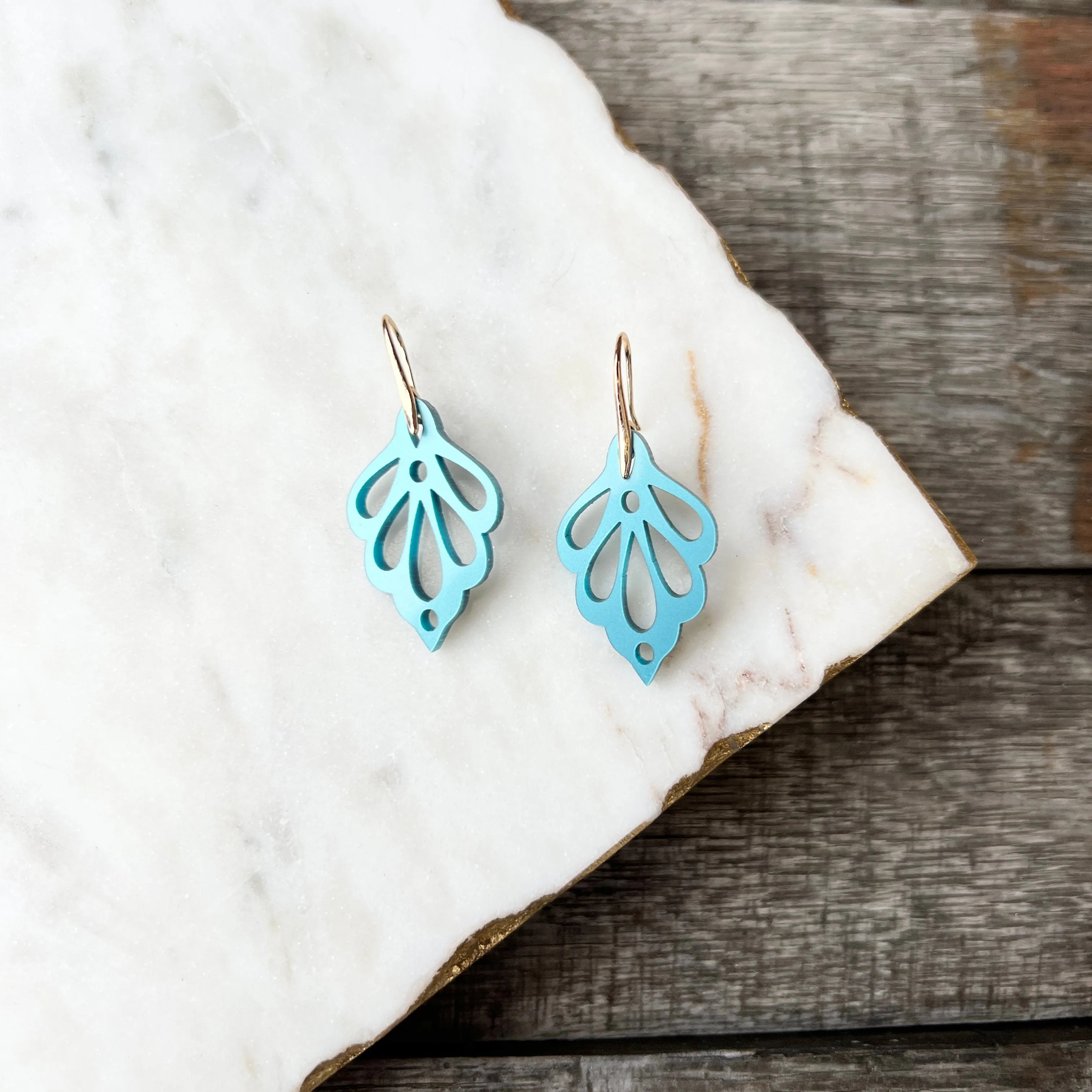 Mini Bella - Metallic Turquoise - Acrylic Earrings on