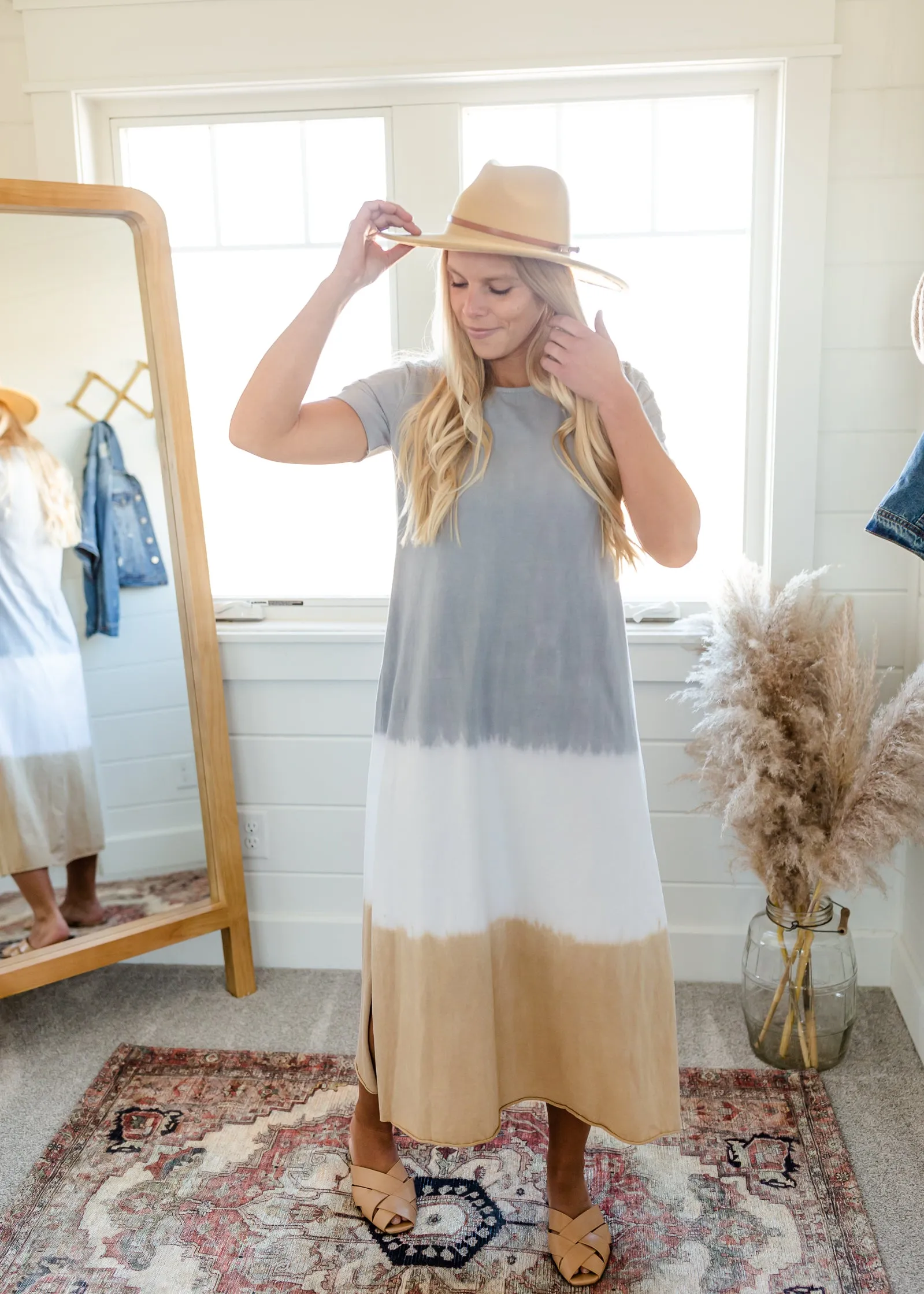 Mixed Gray Tie Dye Maxi Dress