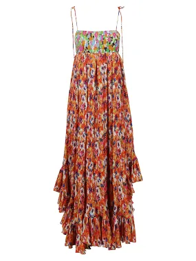 MSGM Floral Print Pleated Dress