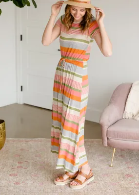 Multi Striped Tie Waist Maxi Dress - FINAL SALE