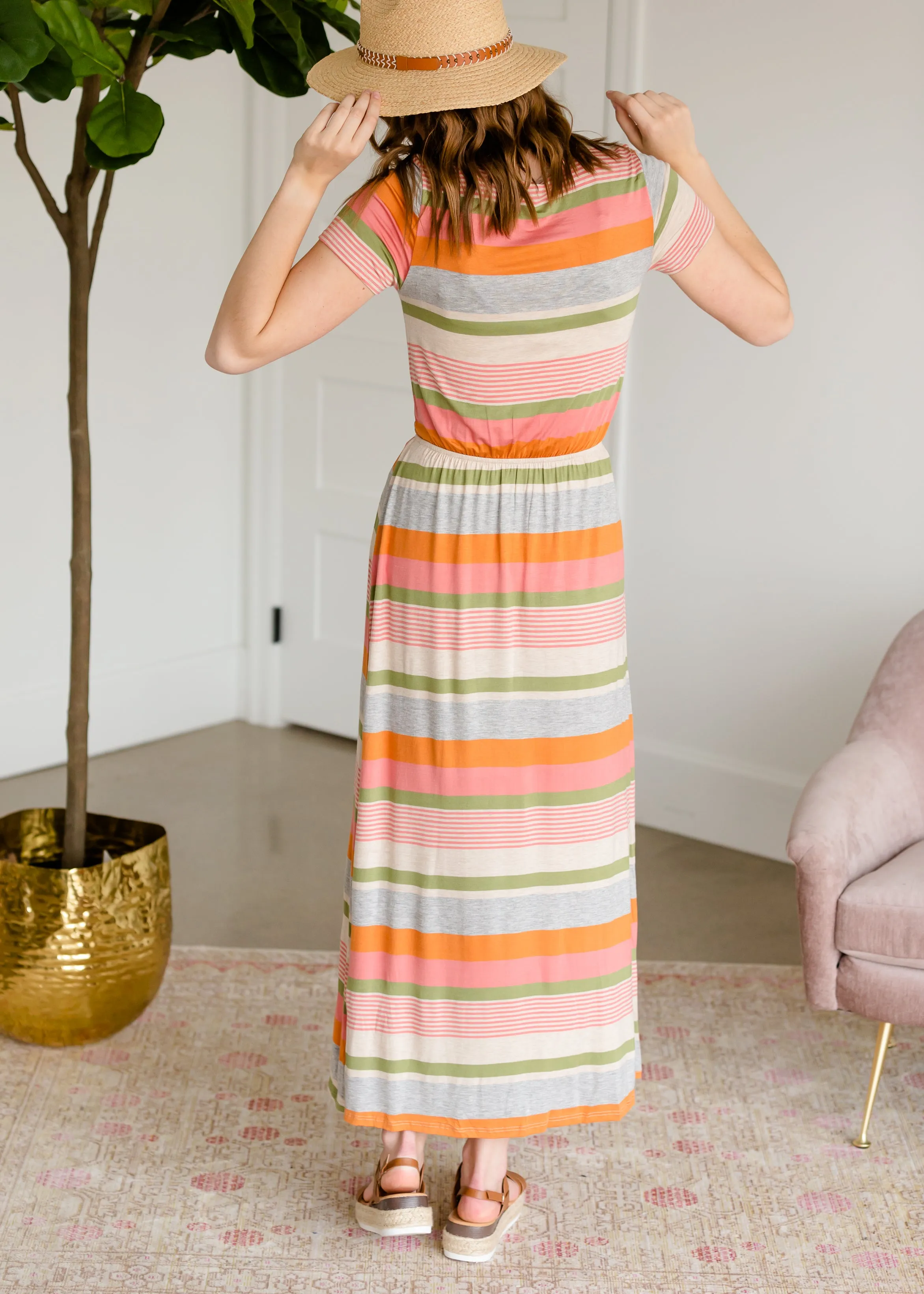 Multi Striped Tie Waist Maxi Dress - FINAL SALE