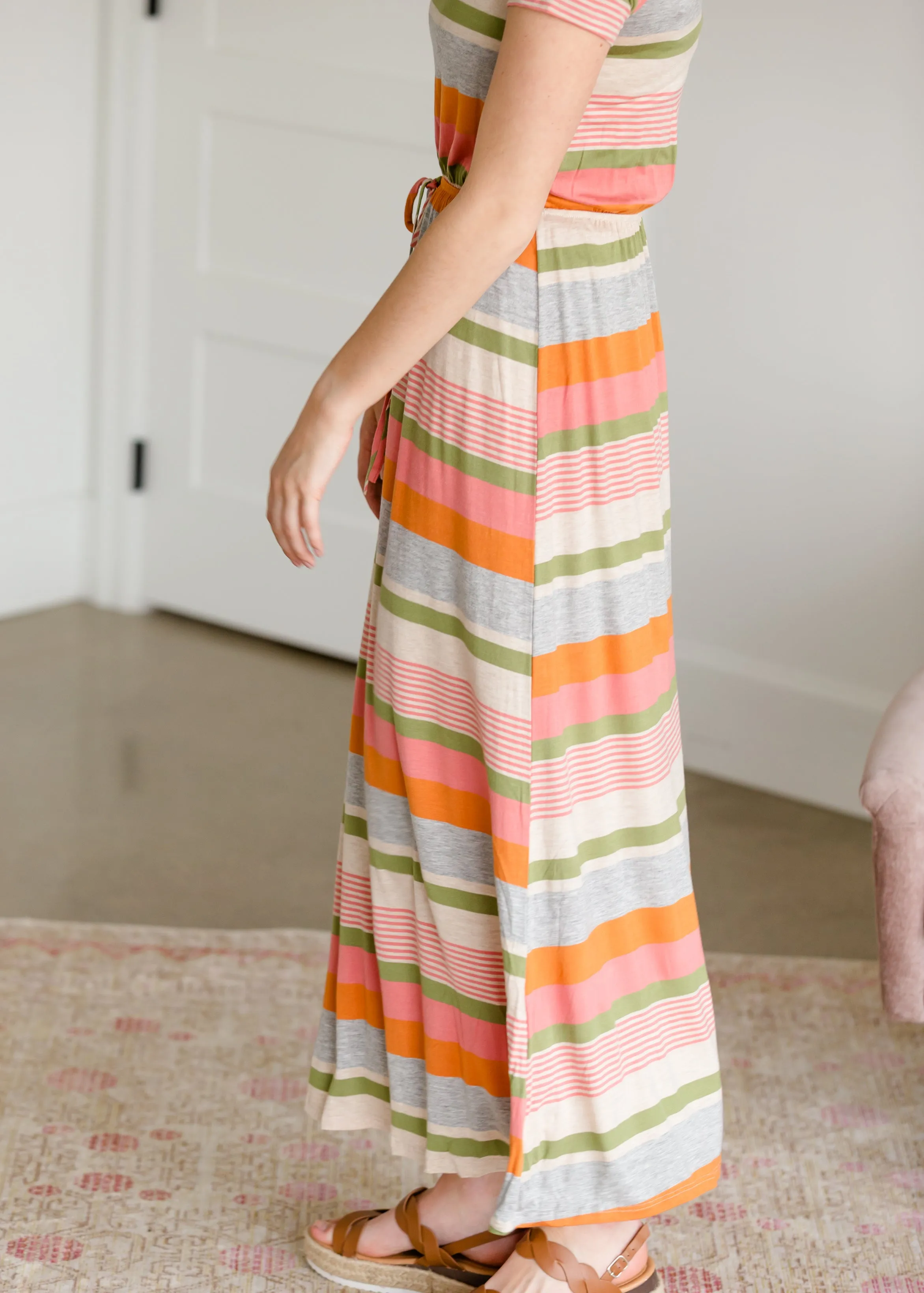 Multi Striped Tie Waist Maxi Dress - FINAL SALE