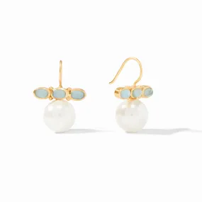 Mykonos Pearl Earring Gold Iridescent Bahamian Blue and Shell Pearl by Julie Vos