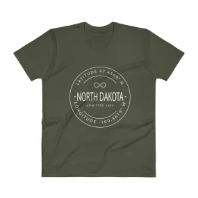 North Dakota - V-Neck T-Shirt - Latitude & Longitude