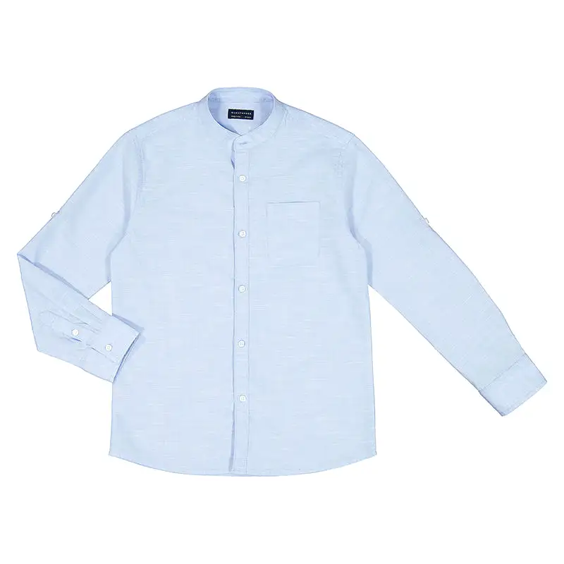 Nukutavake Long Sleeve Mandarin Dress Shirt_Blue 6115