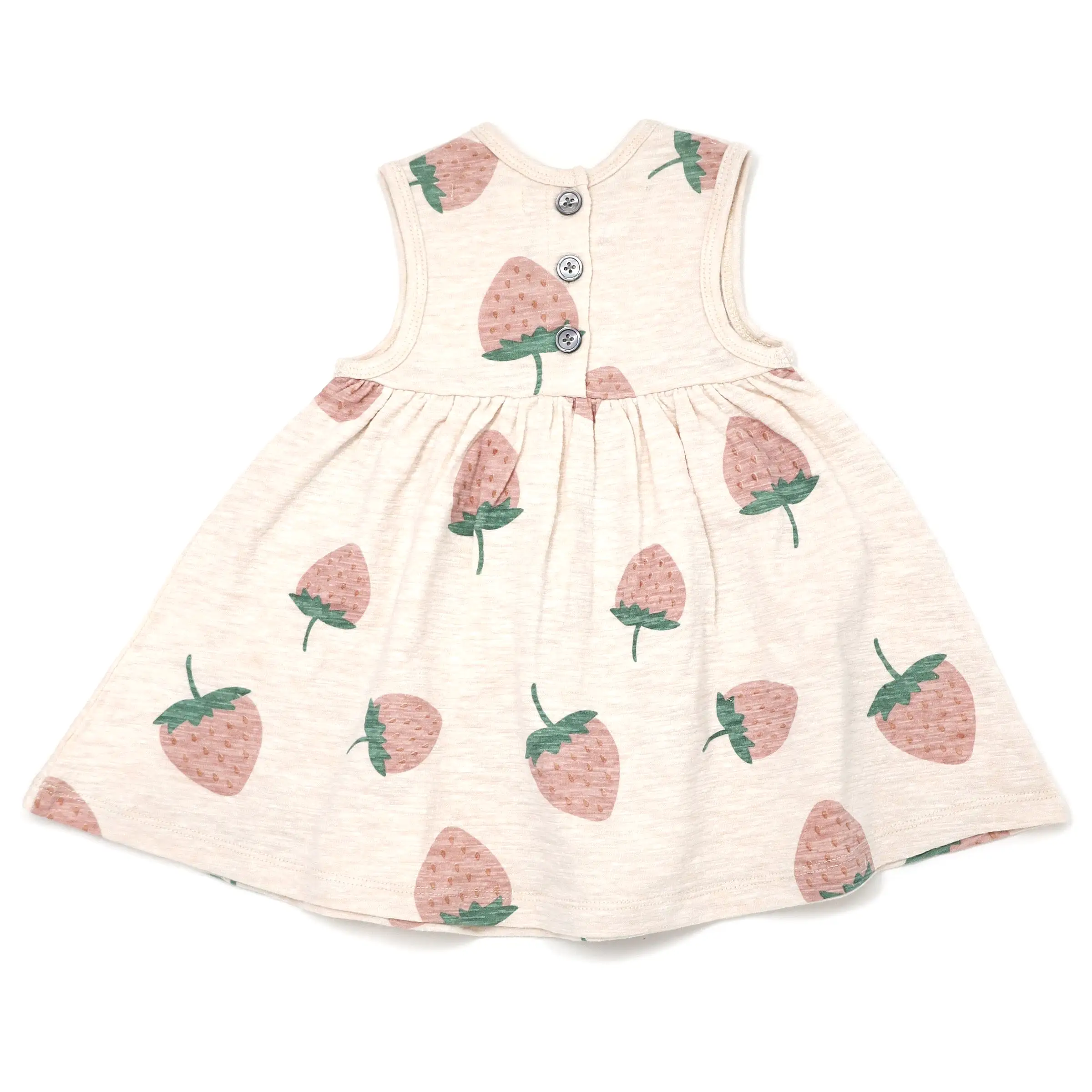 oh baby! Cotton Tank Dress - Strawberry Print  - Sand Heather