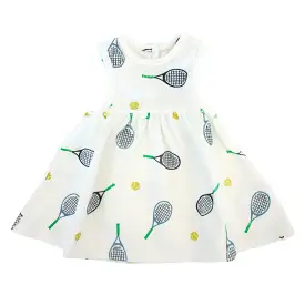 oh baby! Cotton Terry Tank Dress - Tennis Print - Snow