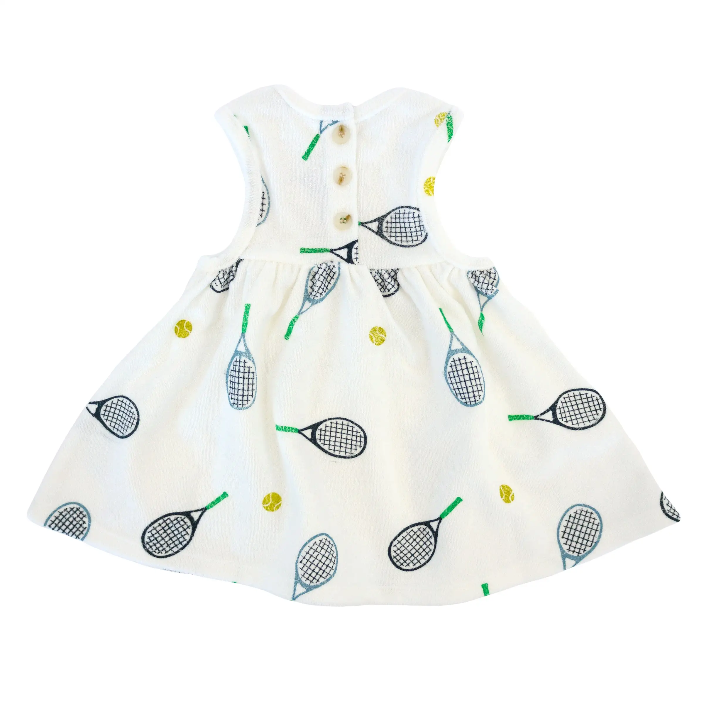 oh baby! Cotton Terry Tank Dress - Tennis Print - Snow