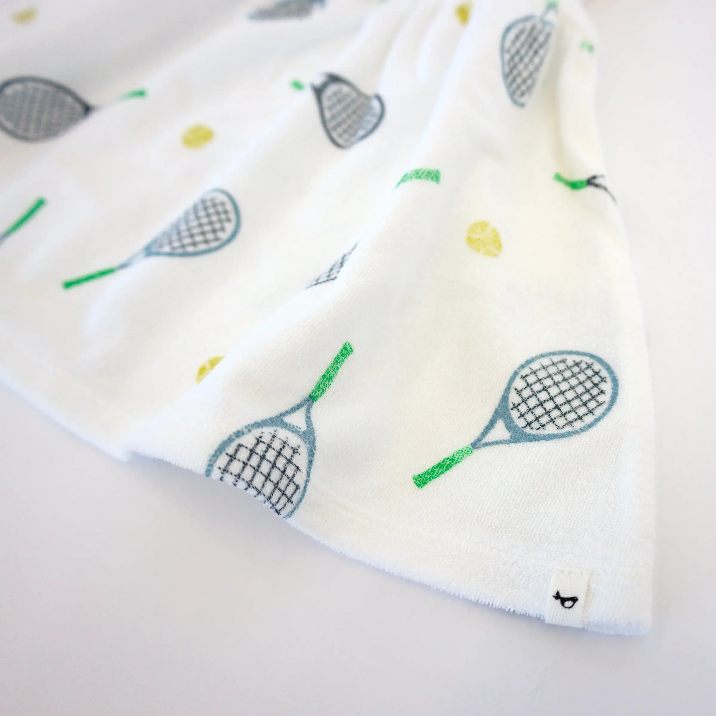 oh baby! Cotton Terry Tank Dress - Tennis Print - Snow