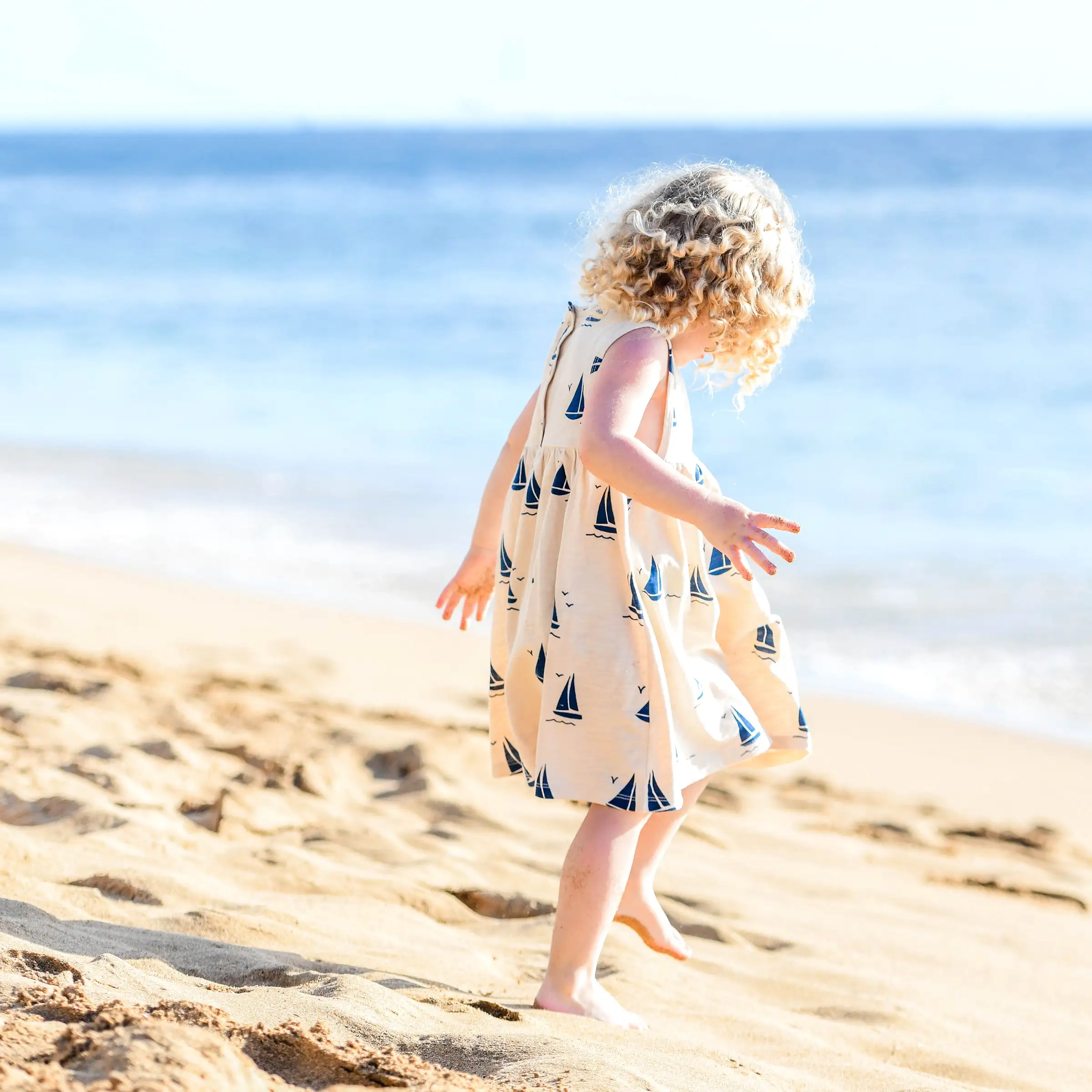 oh baby! Slub Tank Dress - Navy Sailboat Print - Oat