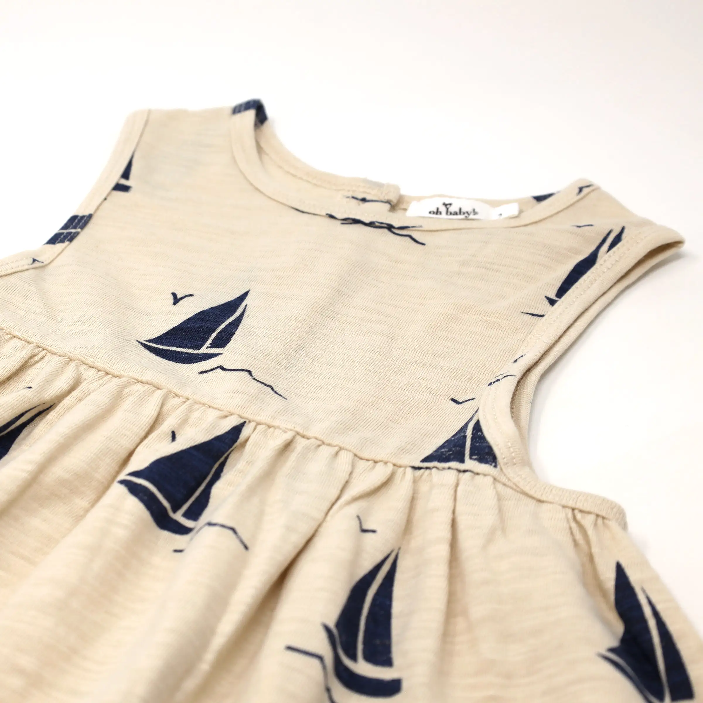 oh baby! Slub Tank Dress - Navy Sailboat Print - Oat