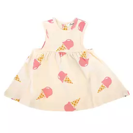 oh baby! Slub Tank Dress - Single Scoop Ice Cream Cone Print - Cashew