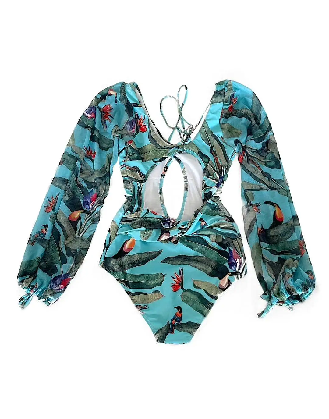 One Piece Long Sleeve Printed Swimsuit