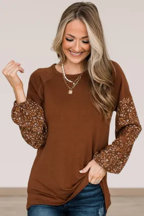 One To Remember Floral Sleeve Top- Copper