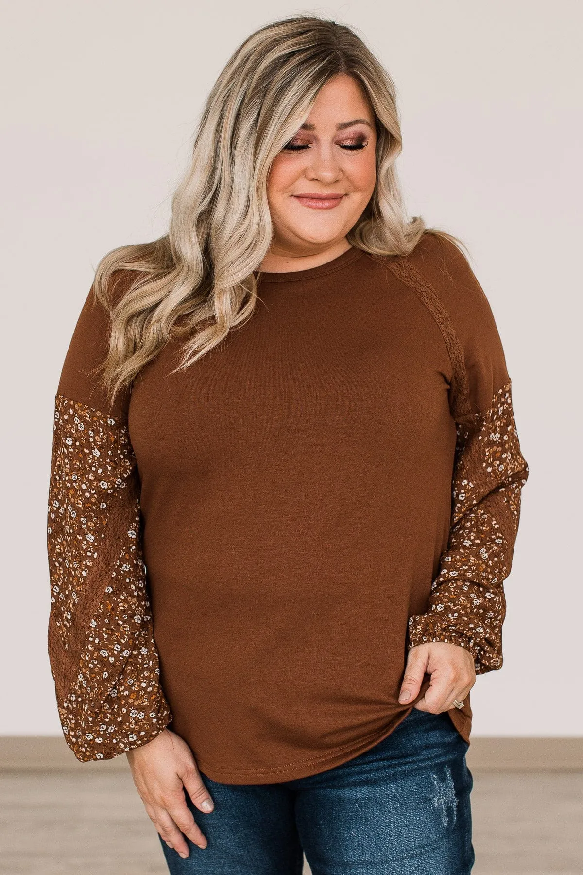 One To Remember Floral Sleeve Top- Copper